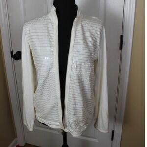Chicos Women's‎ Sequined Detail Full Zip Lightweight Cream Jacket Size 0